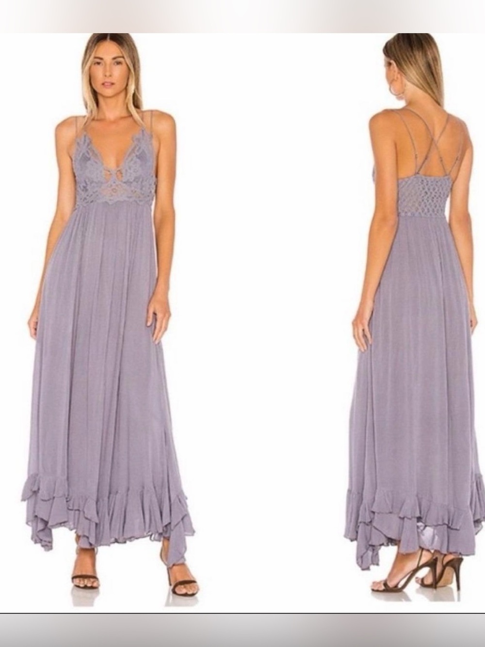 Free People FP One Adella Maxi Slip Dress Purple Gray Size Small